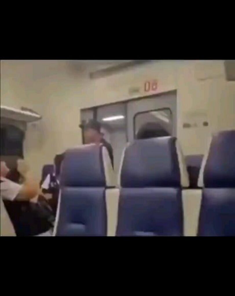 電車内で人が殴られている様子