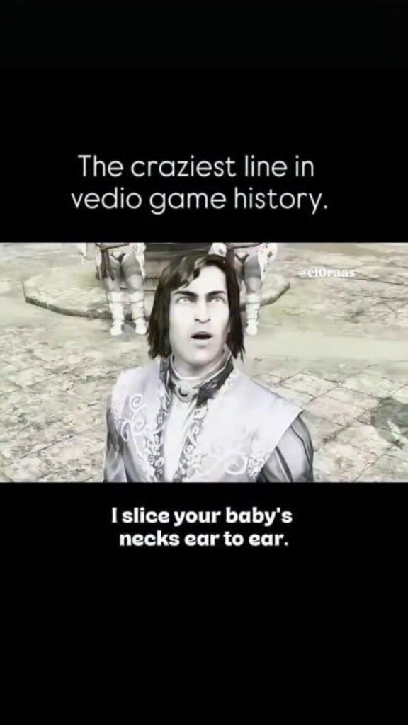 衝撃的なセリフが書かれたゲームの画面